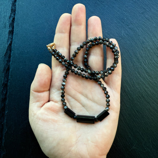 Protection Amulet: Black Tourmaline and Obsidian Necklace