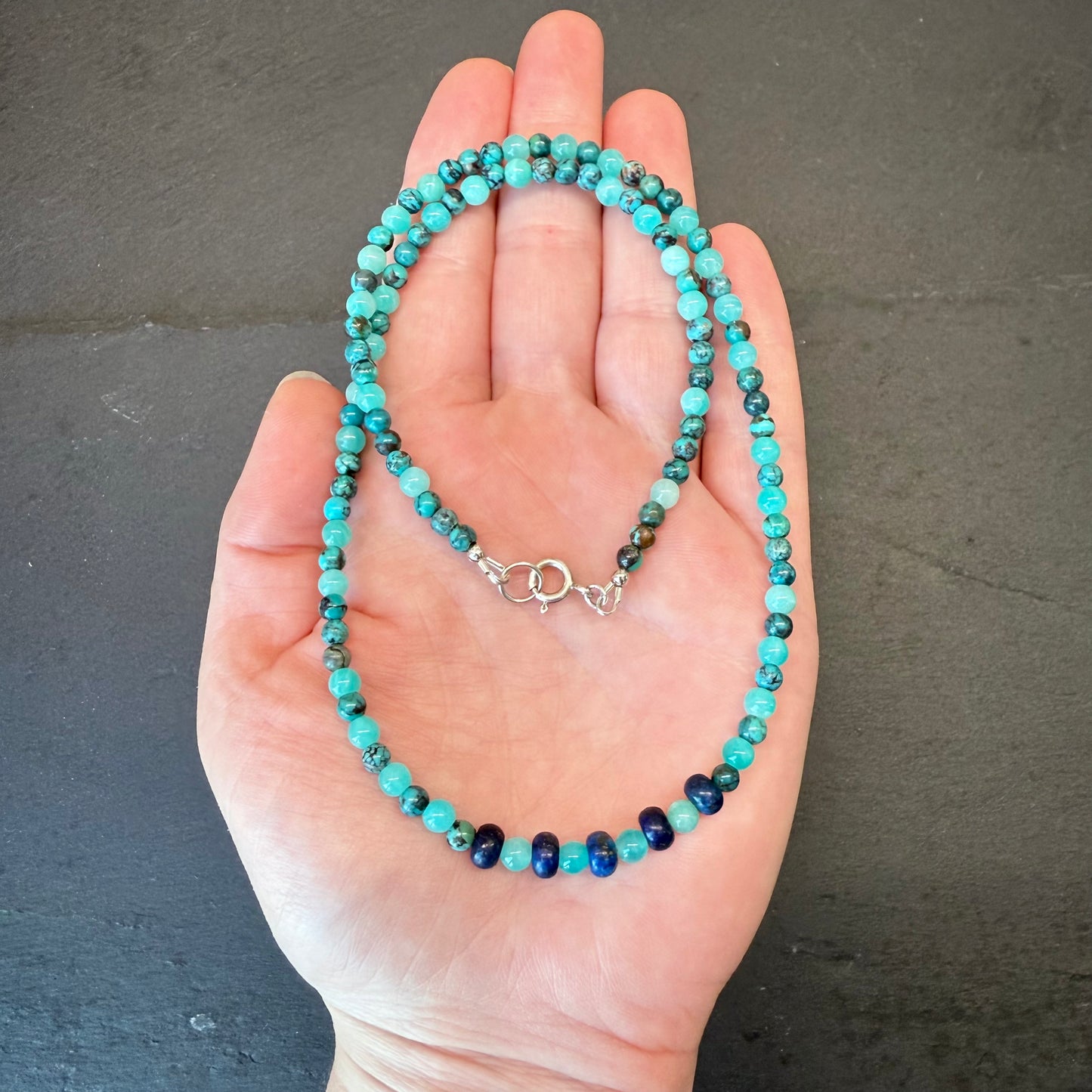Creativity Talisman: Lapis Lazuli, Amazonite and Turquoise Gemstone Necklace