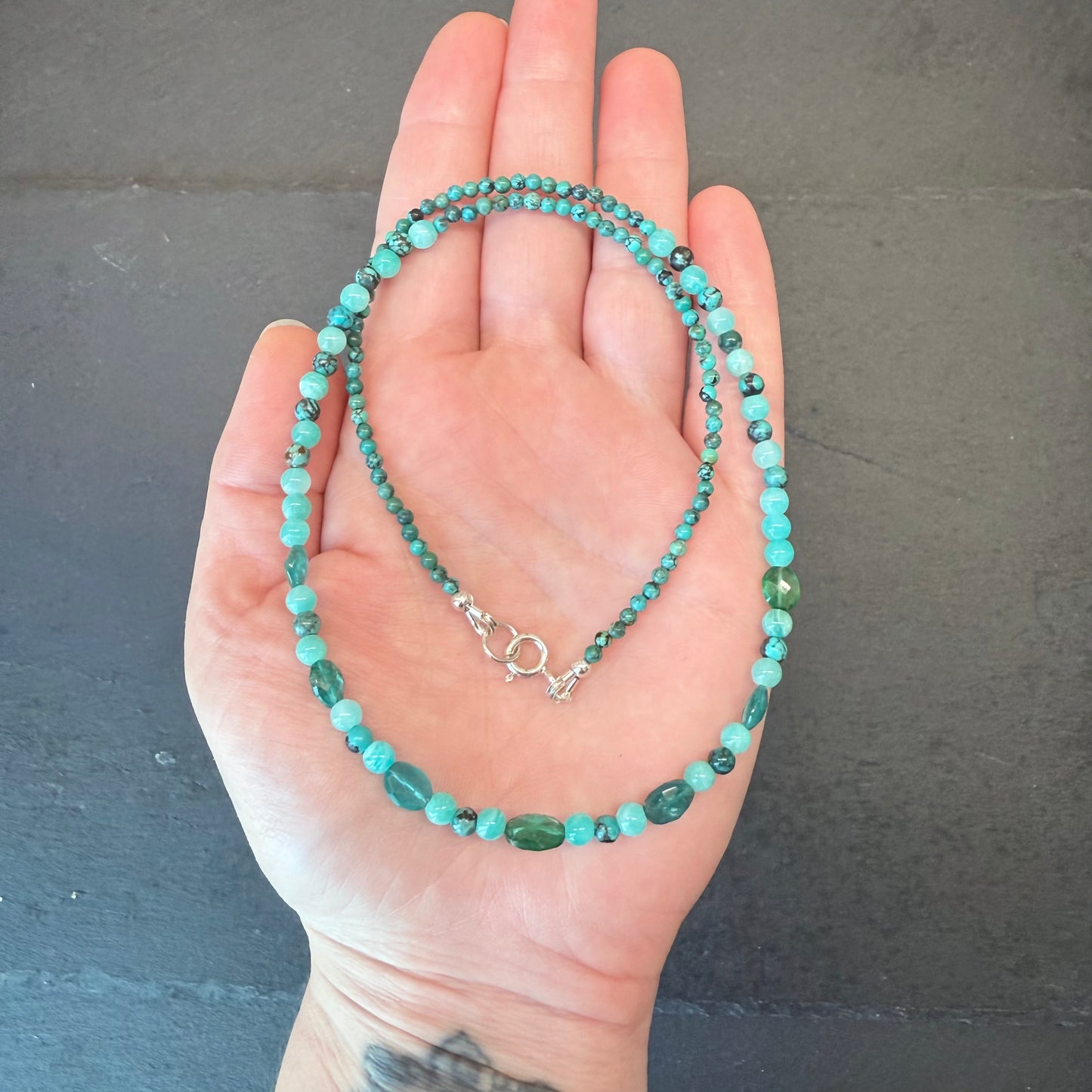 Clarity & Truth Talisman: Apatite, Amazonite and Turquoise Gemstone Necklace