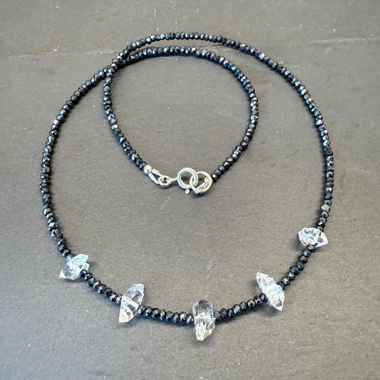 Magick Aura Protection Amulet: Quartz Crystals and Spinel Gemstone Necklace