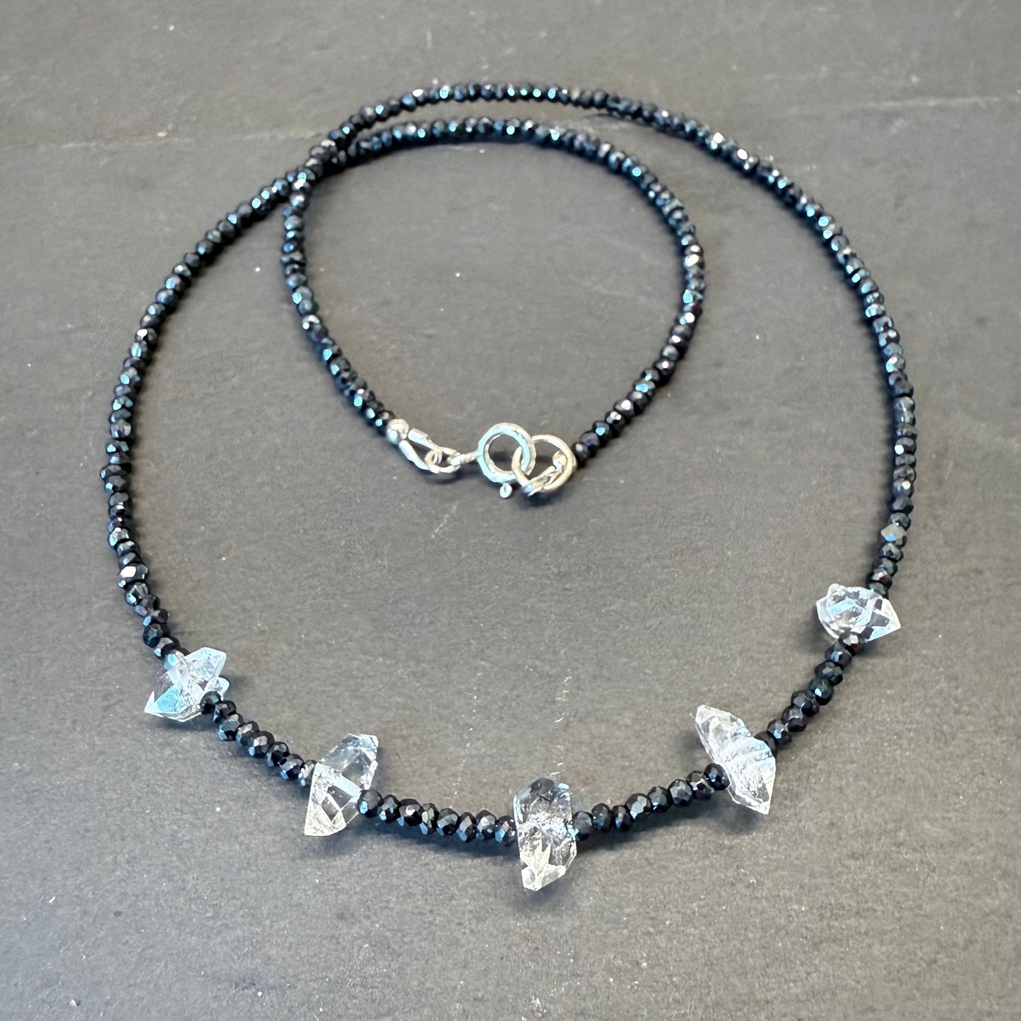 Magick Aura Protection Amulet: Quartz Crystals and Spinel Gemstone Necklace