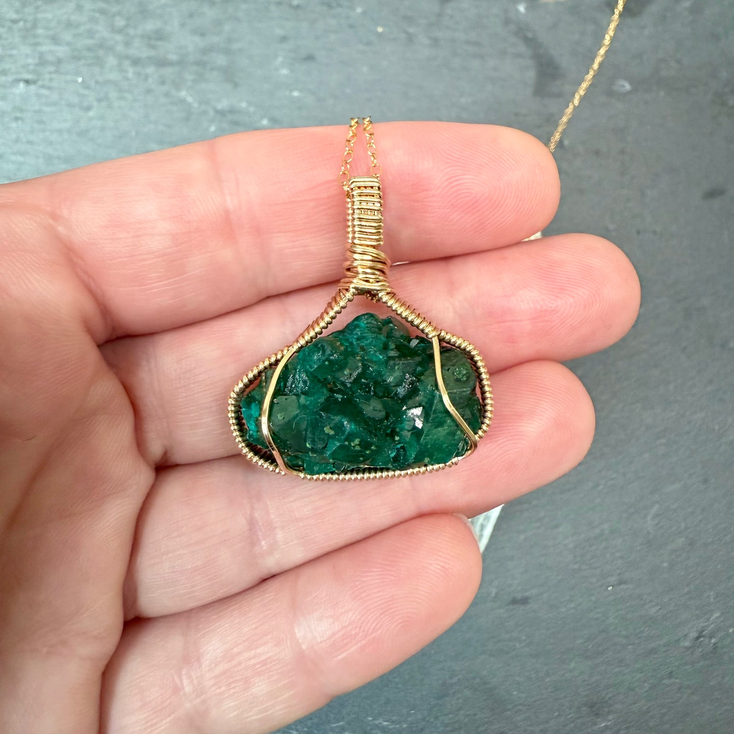 Dioptase Crystal Pendant