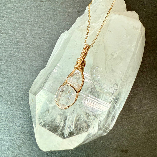 Herkimer Diamond Quartz Crystal Pendant