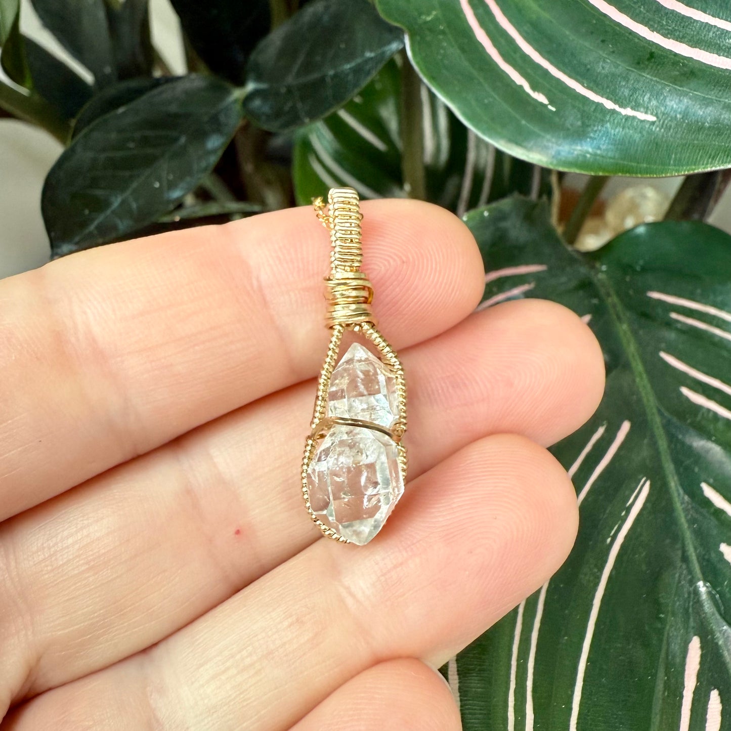 Herkimer Diamond Quartz Crystal Pendant