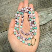 Kunzite, Lepidolite, Amazonite and Moss Agate Necklace