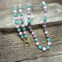 Kunzite, Lepidolite, Amazonite and Moss Agate Necklace