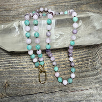 Kunzite, Lepidolite, Amazonite and Moss Agate Necklace