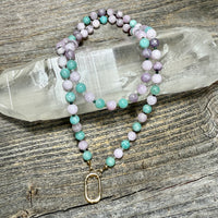 Kunzite, Lepidolite, Amazonite and Moss Agate Necklace