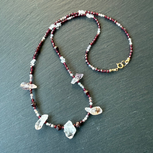 Divine Feminine Talisman: Super 7/Sacred 7, Quartz and Garnet Gemstone Necklace