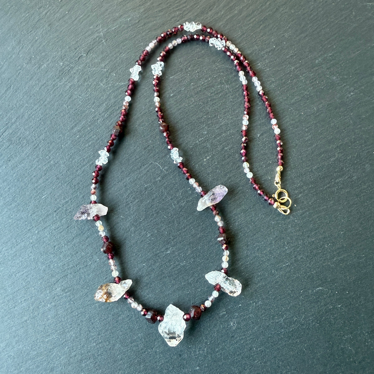 Divine Feminine Talisman: Super 7/Sacred 7, Quartz and Garnet Gemstone Necklace