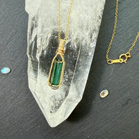 Green Tourmaline Crystal Pendant