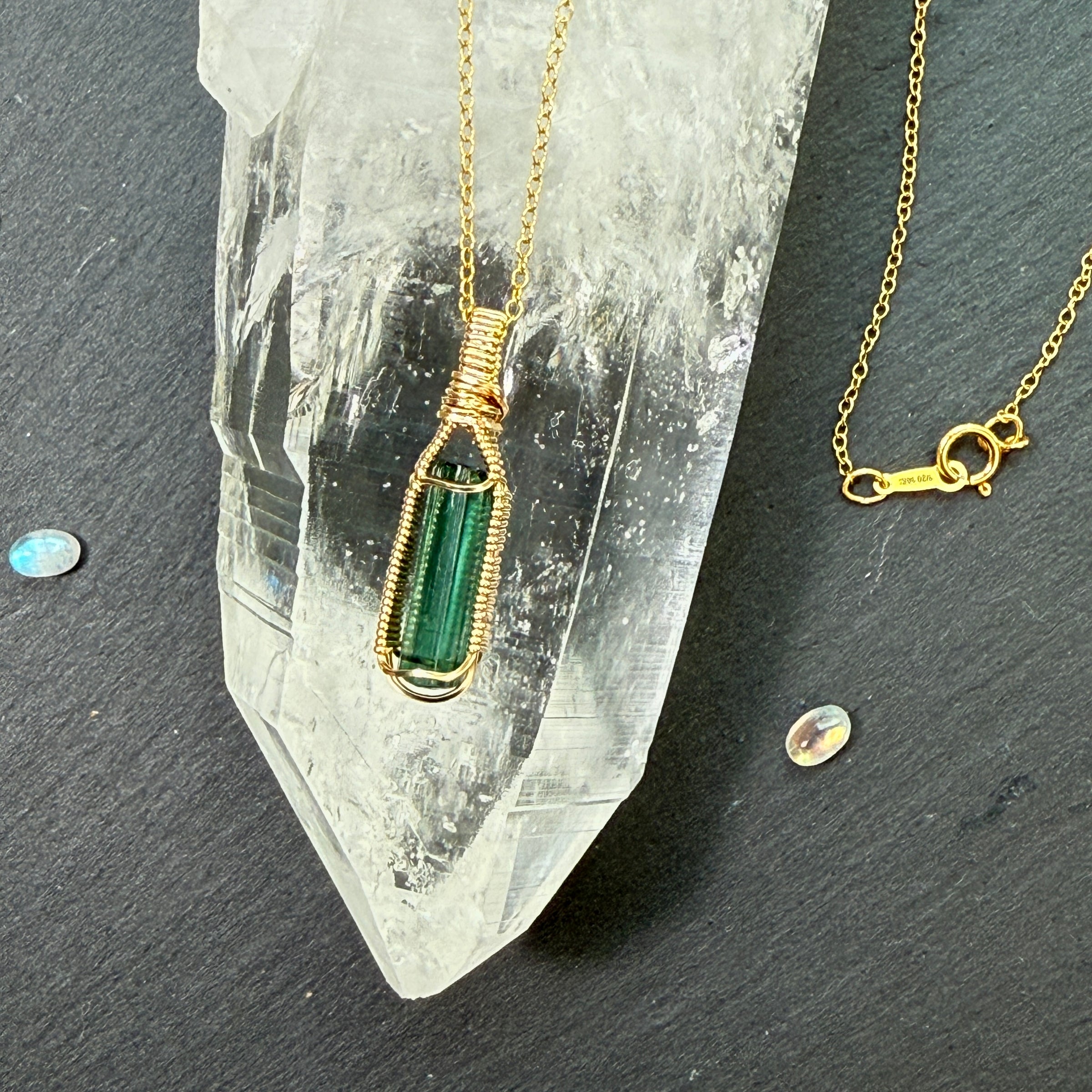 Green Tourmaline Crystal Pendant