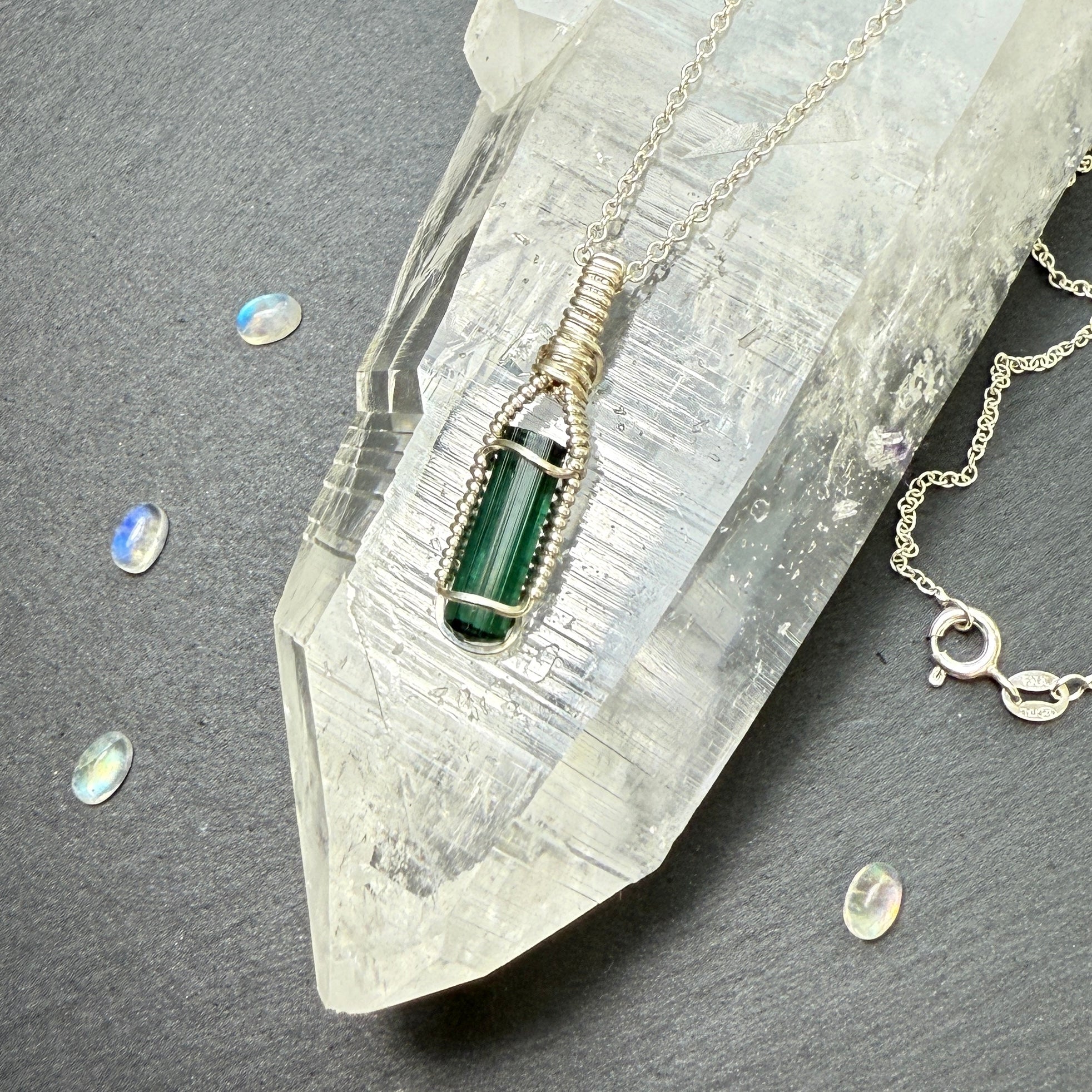 Green Tourmaline Crystal Pendant