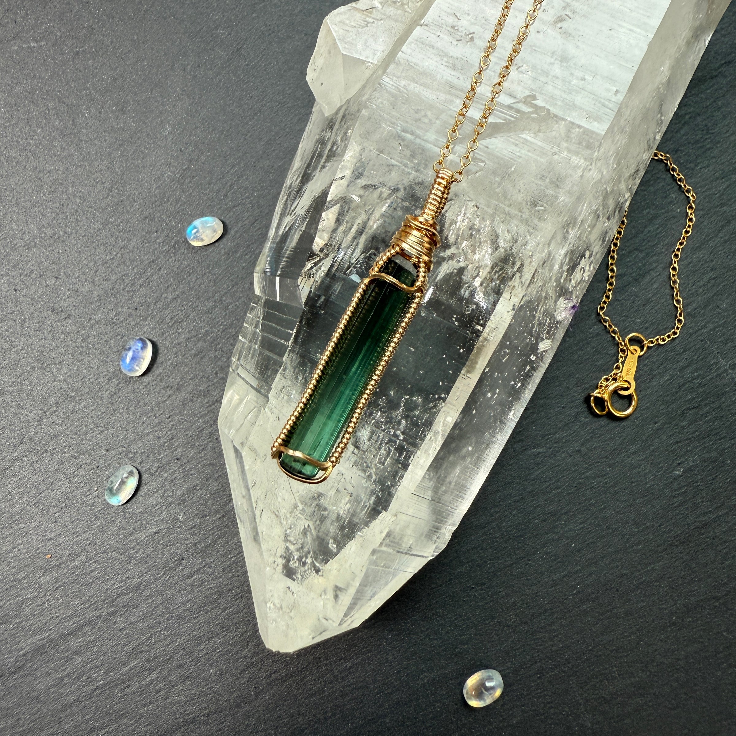 Green Tourmaline Crystal Pendant