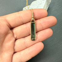 Green Tourmaline Crystal Pendant