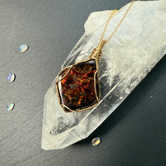 Ammolite Pendant - Imperial Double Sided