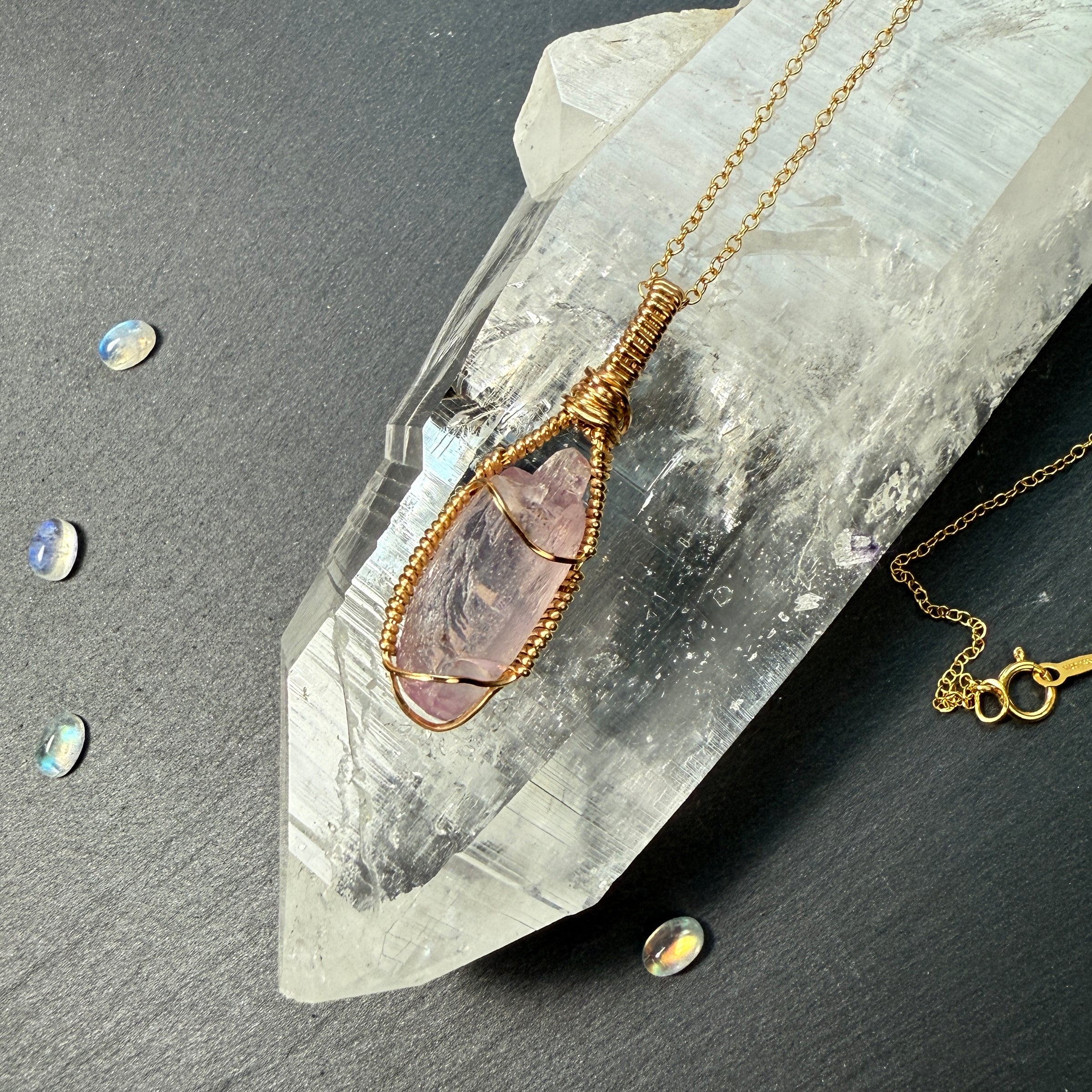 Kunzite Crystal Pendant