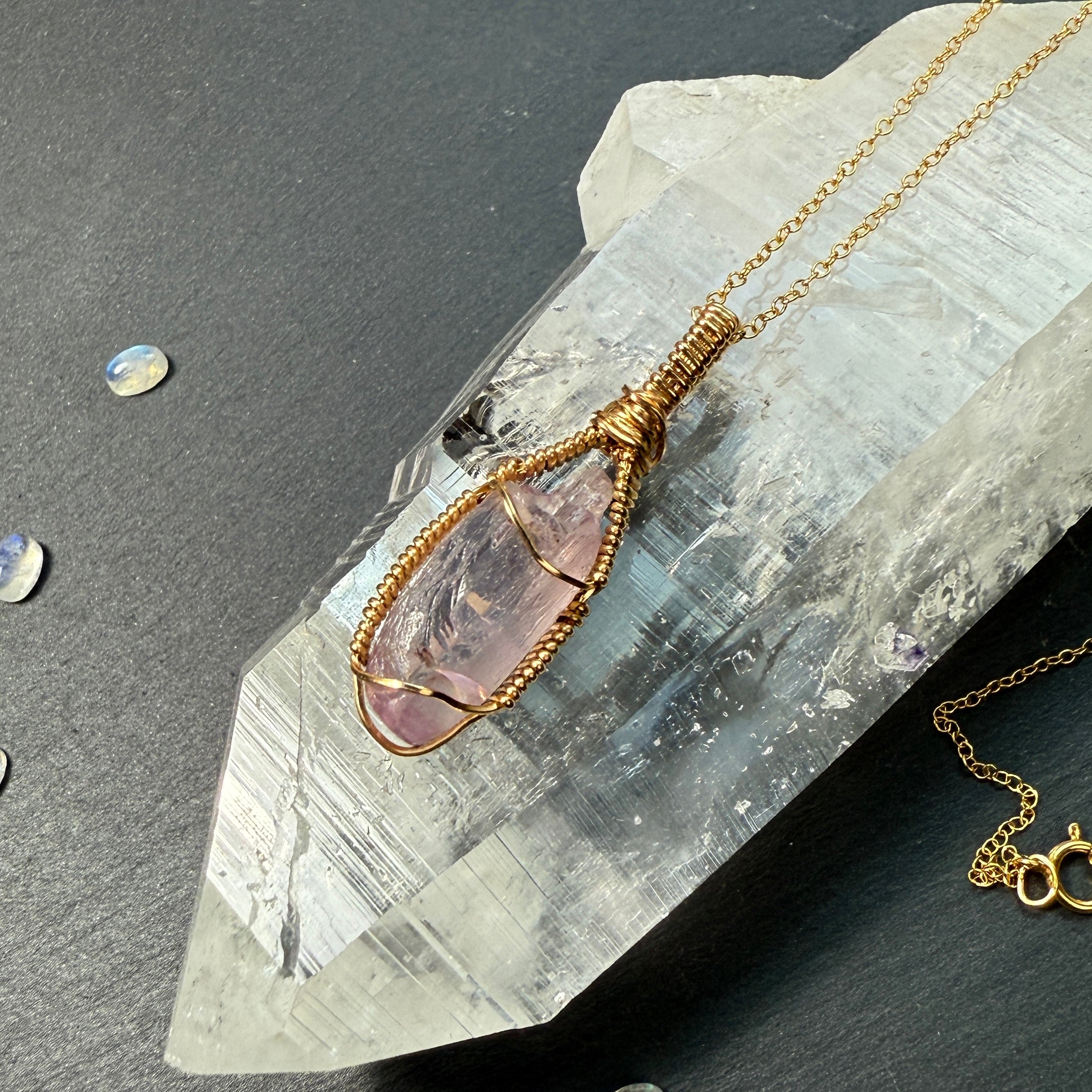 Kunzite Crystal Pendant