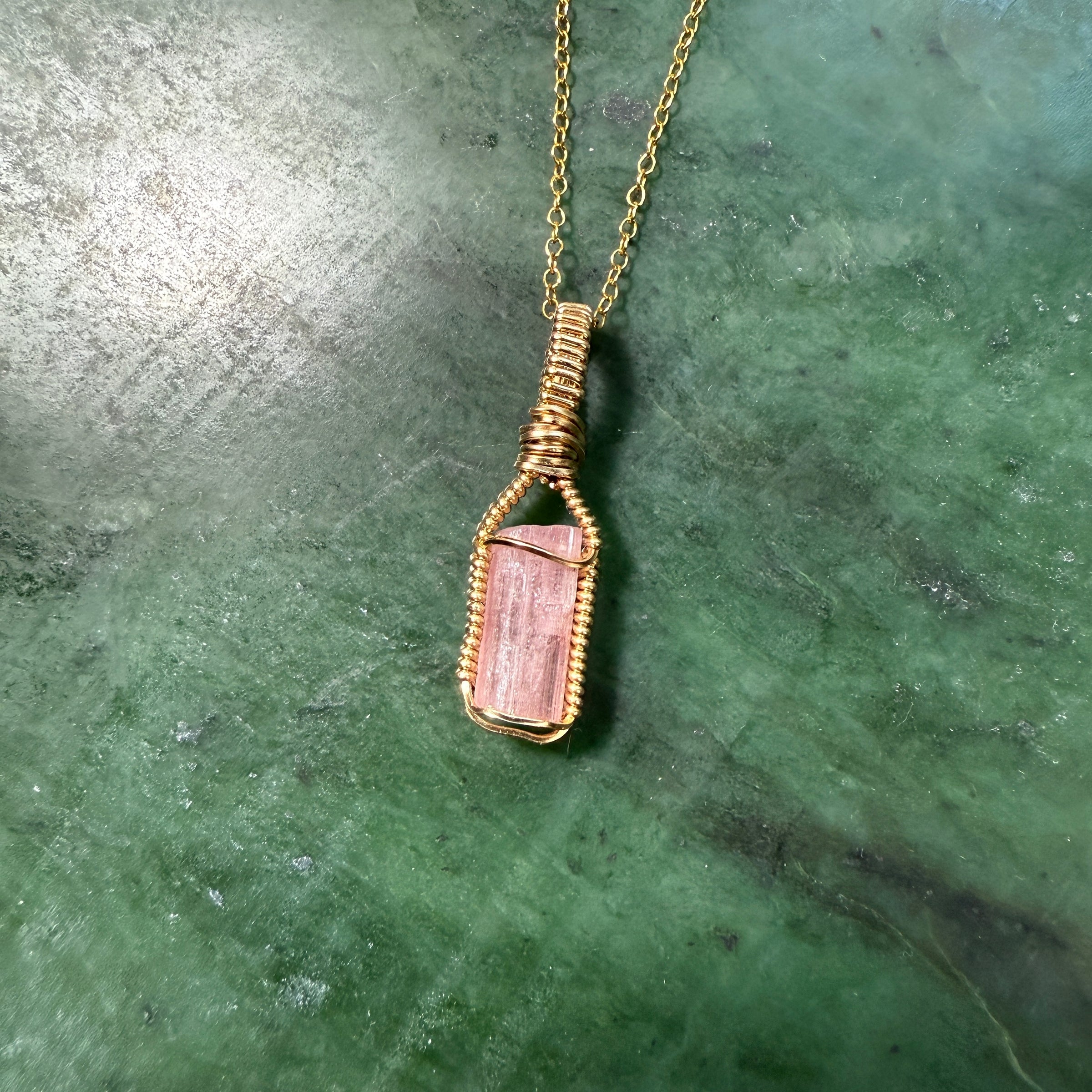 Pink Tourmaline Crystal Pendant