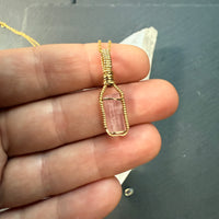 Pink Tourmaline Crystal Pendant