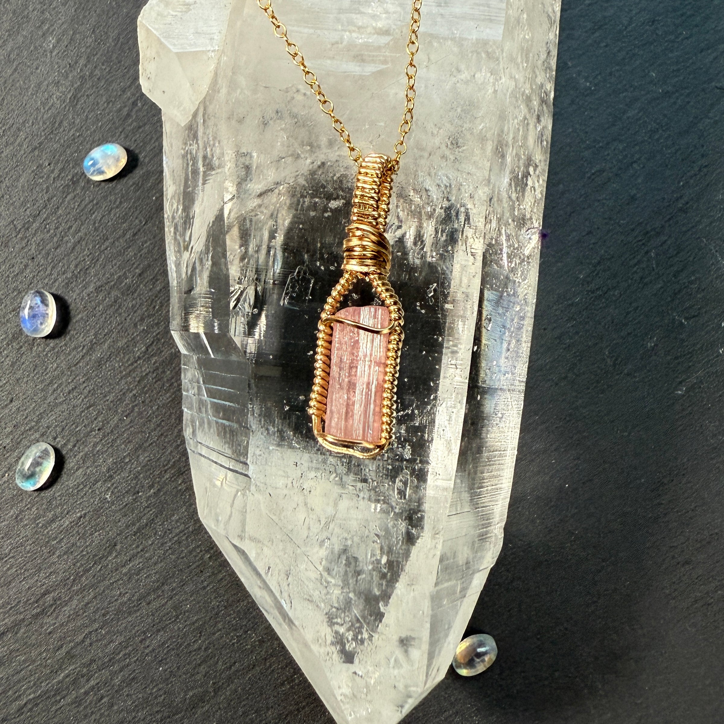 Pink Tourmaline Crystal Pendant