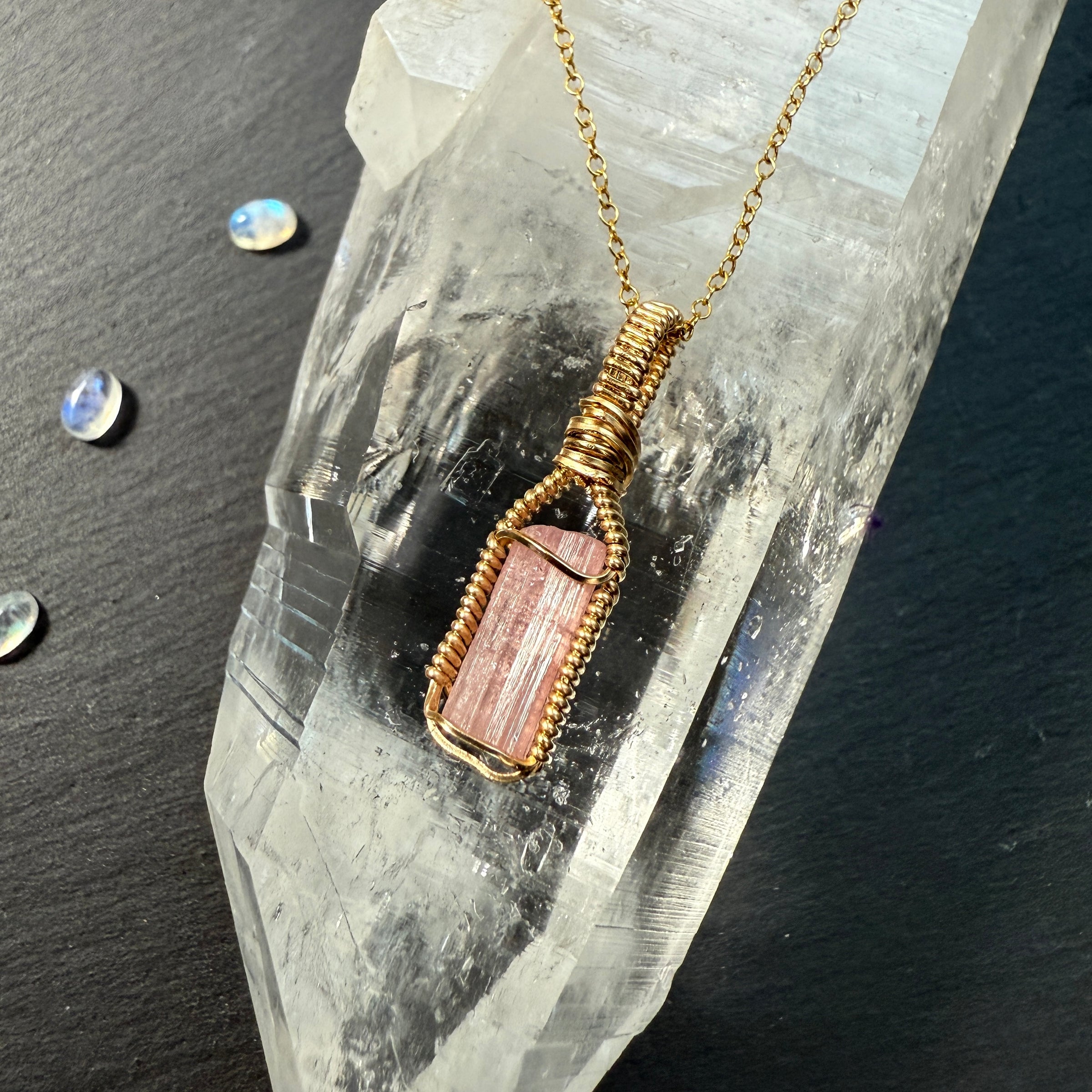 Pink Tourmaline Crystal Pendant