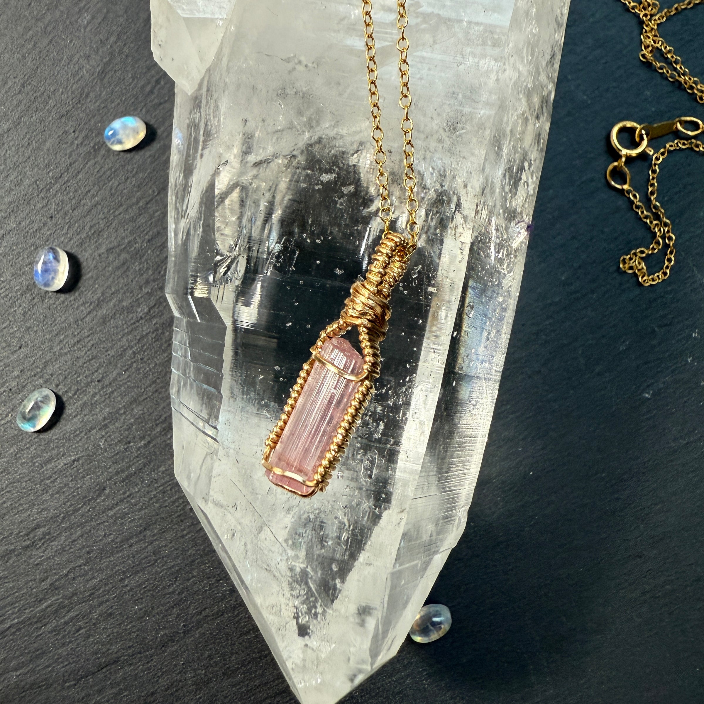 Pink Tourmaline Crystal Pendant