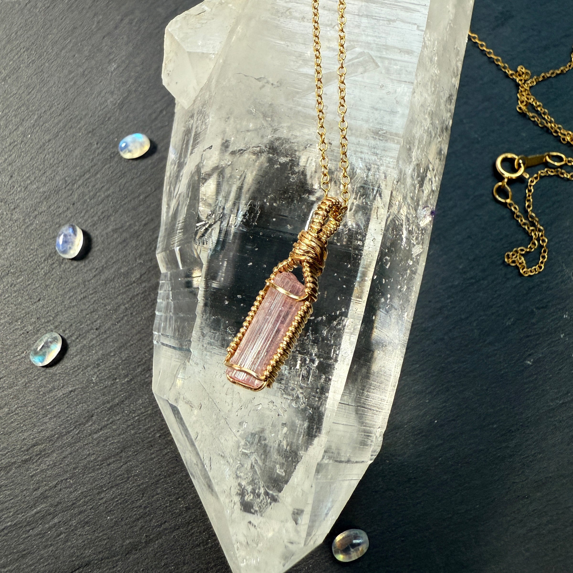 Pink Tourmaline Crystal Pendant