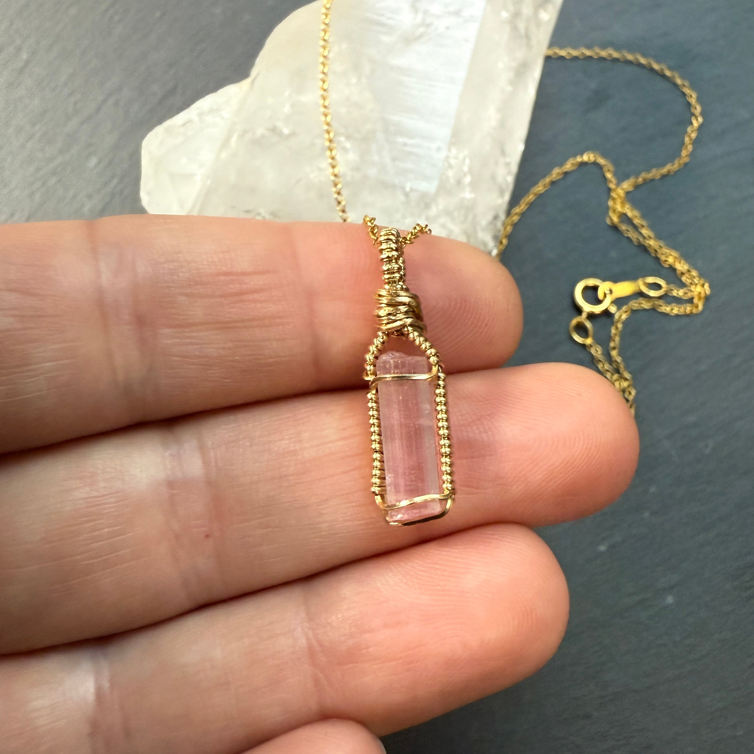Pink Tourmaline Crystal Pendant