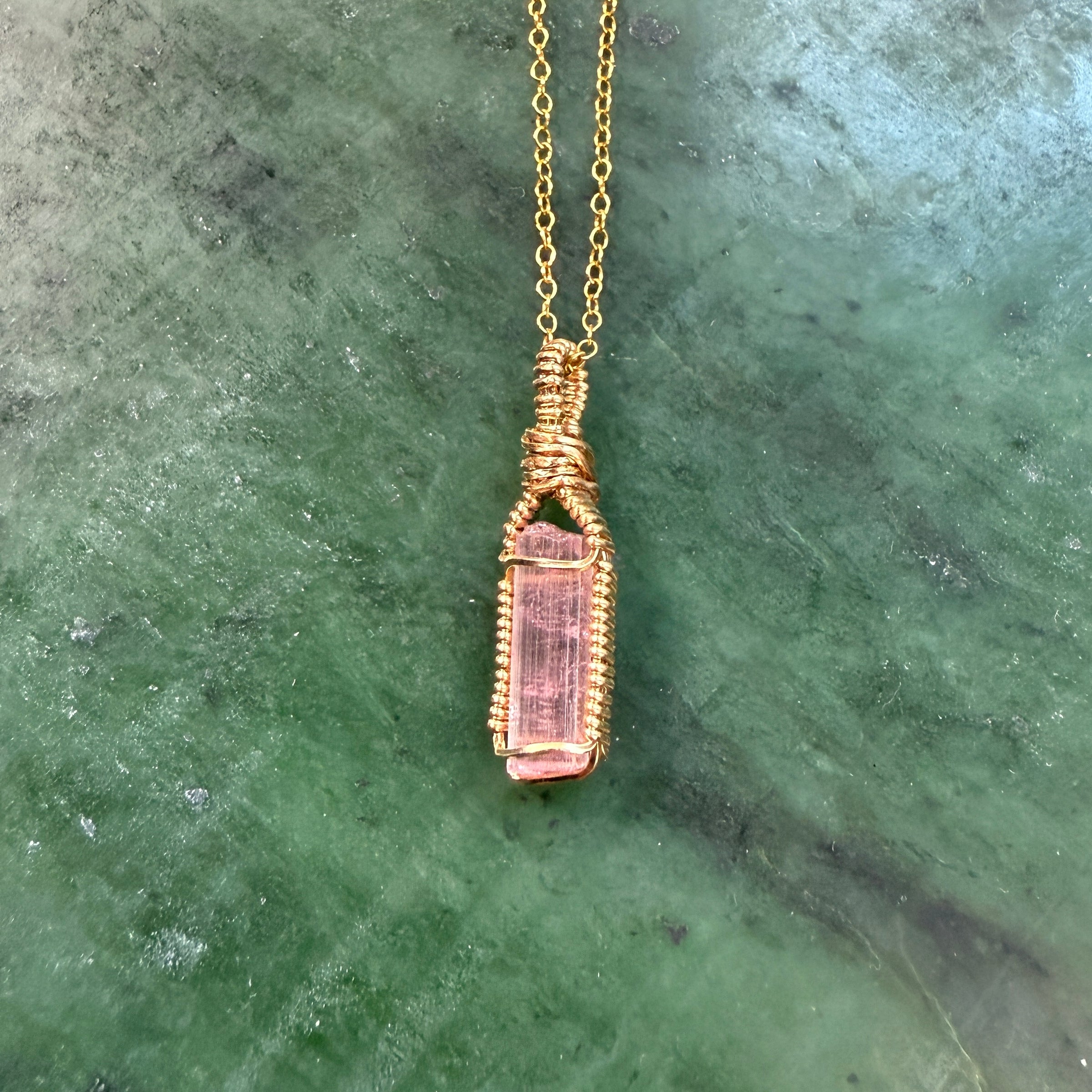 Pink Tourmaline Crystal Pendant