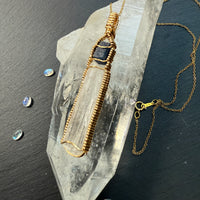 Sapphire Record Keeper and Scolecite Crystal Pendant