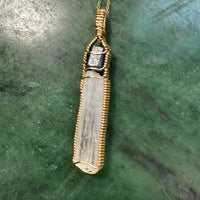 Sapphire Record Keeper and Scolecite Crystal Pendant