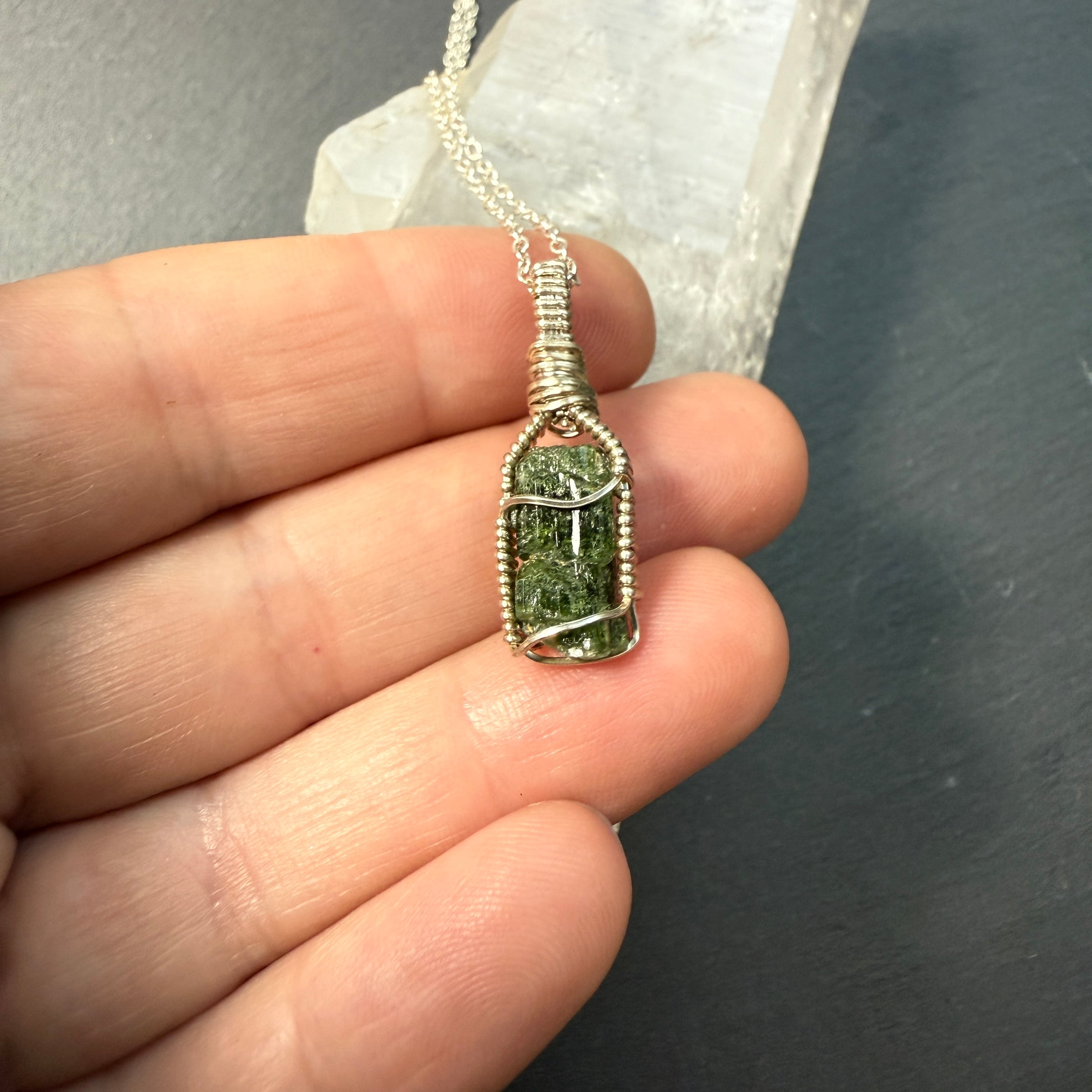 Diopside Crystal Pendant
