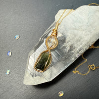 Herkimer Diamond Quartz and Moldavite Pendant