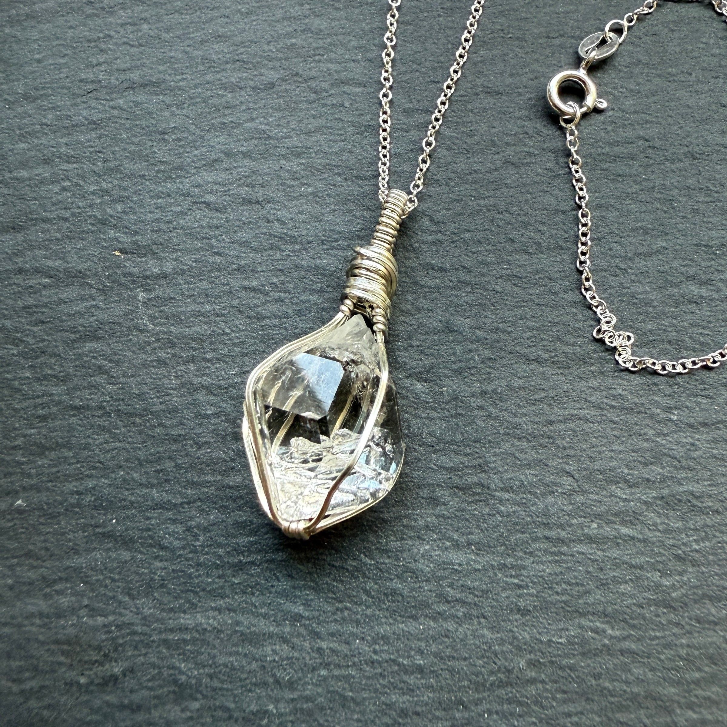 Herkimer Diamond Quartz Crystal Pendant
