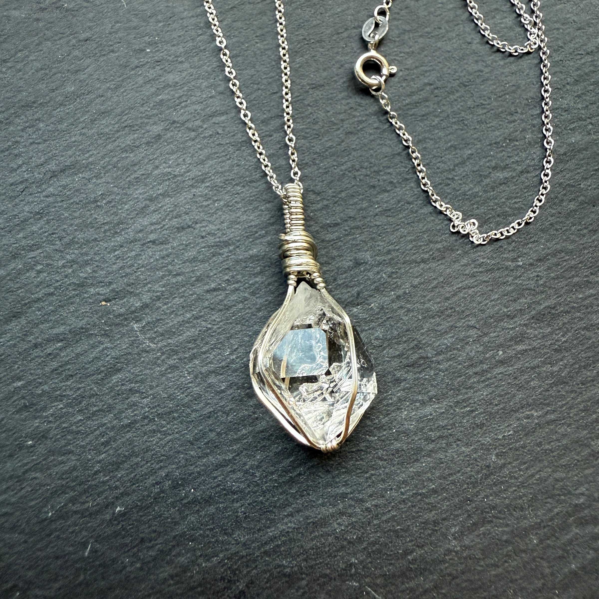 Herkimer Diamond Quartz Crystal Pendant