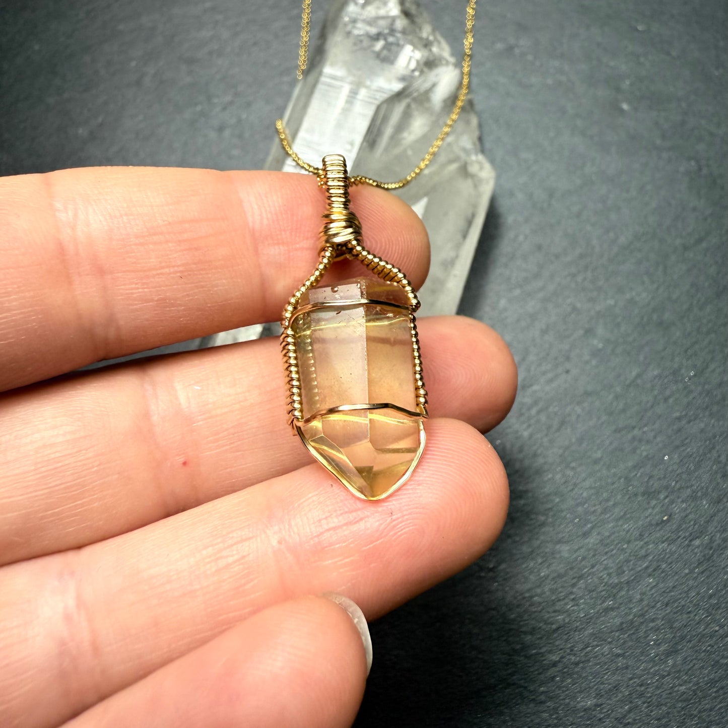 Natural Citrine Crystal Pendant