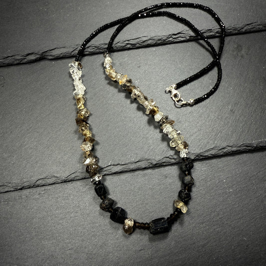 Protection Necklace: Black Tourmaline, Black Phantom Quartz, Smoky Quartz and Black Spinel