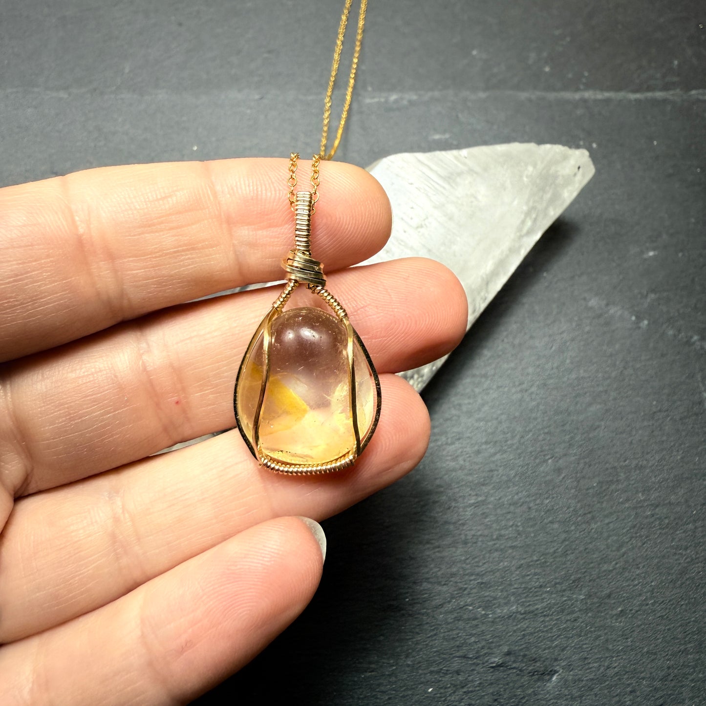 Golden Healer Quartz Crystal Pendant
