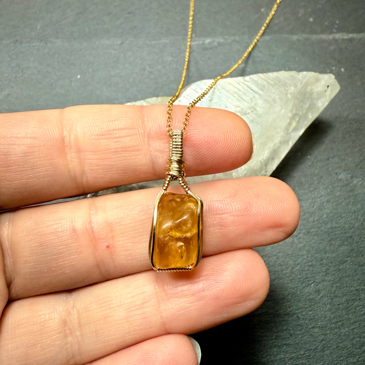 Imperial Golden Topaz Crystal Pendant