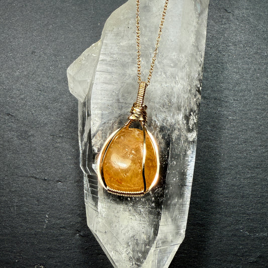 Golden Healer Quartz Crystal Pendant