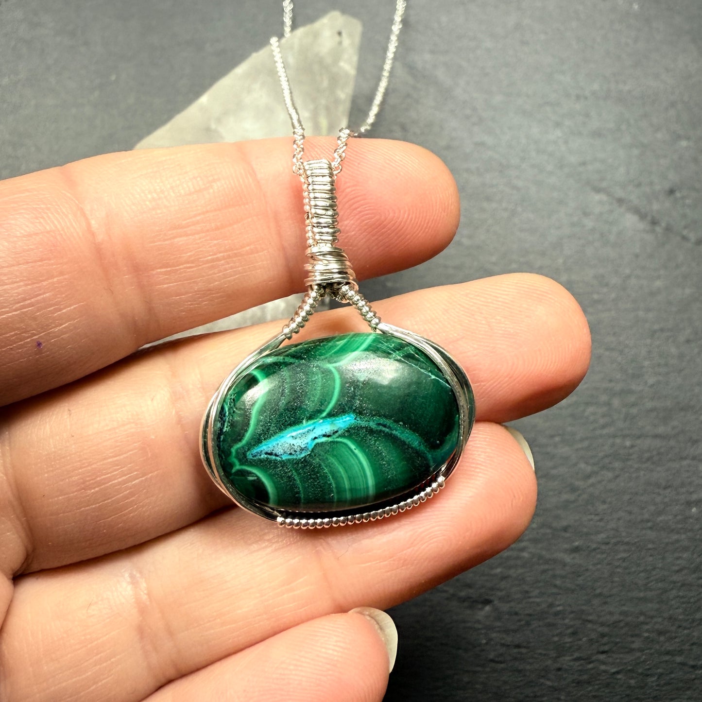 Malachite with Chrysocolla Pendant