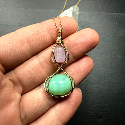 Kunzite and Chrysoprase Pendant