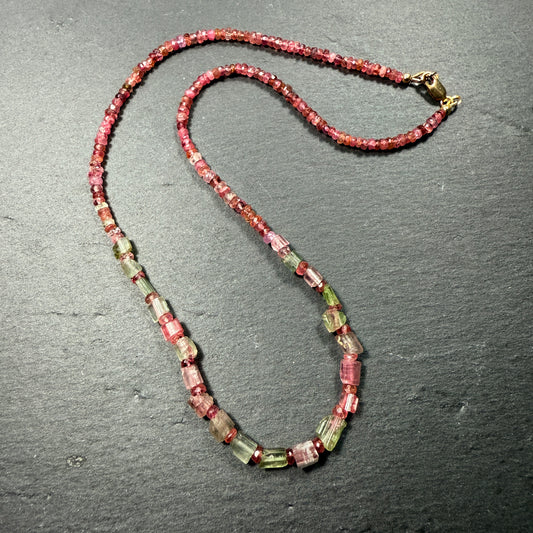 Embodiment, Balance and Harmony: Watermelon, Pink & Green Tourmaline Gemstone Necklace