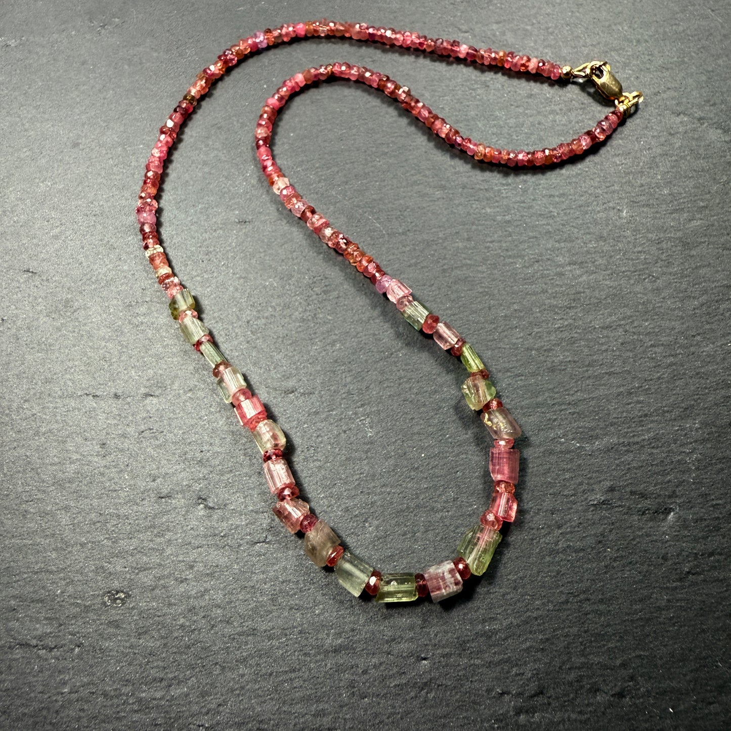 Embodiment, Balance and Harmony: Watermelon, Pink & Green Tourmaline Gemstone Necklace