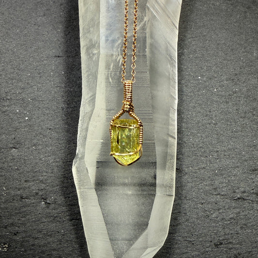 Golden Apatite Crystal Pendant