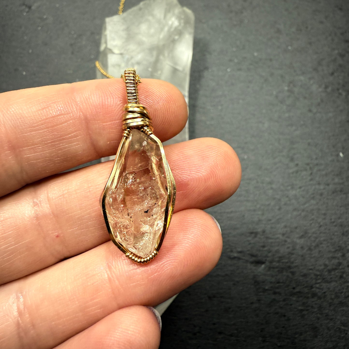 Herkimer Diamond Quartz Crystal Pendant