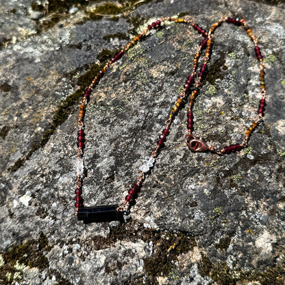 Protection Amulet: Black Tourmaline, Garnet, and Tiger's Eye Copper Necklace