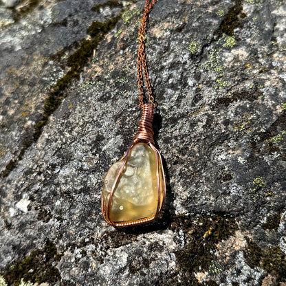 Libyan Golden Tektite Copper Pendant