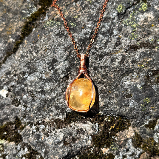 Golden Healer Quartz Copper Pendant